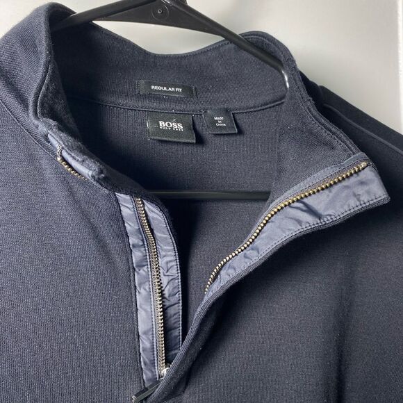 Hugo Boss | Men's Quarter Zip Mock Neck Sweater Black Sz Medium - Picture 5 of 12
